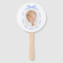 Blue Bow Ribbon Frame Taufe Fächer