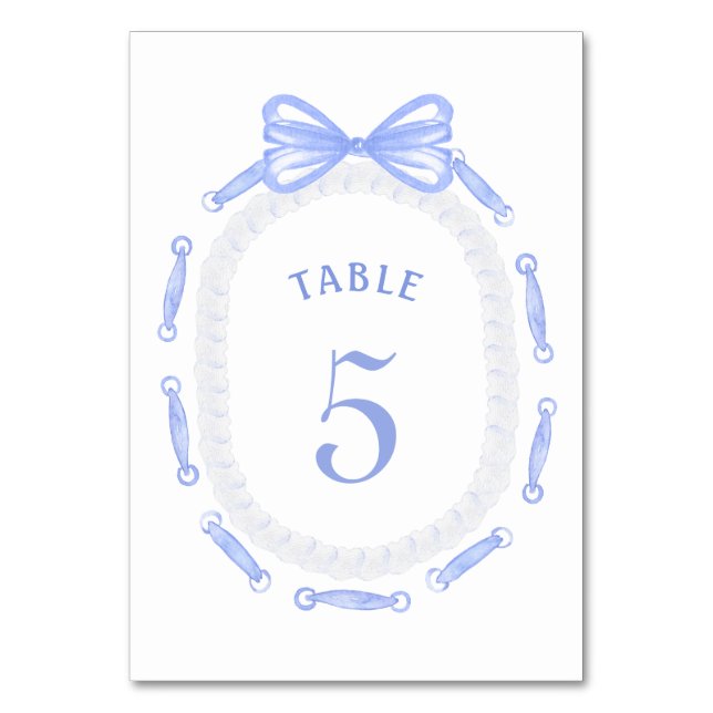 Blue Bow Ribbon Frame-Tischnummer Tischnummer (Vorderseite)
