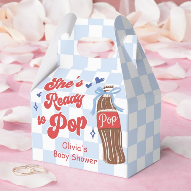 Blue Bow She's Ready to Pop Baby Shower Geschenkschachtel (Hochzeit)