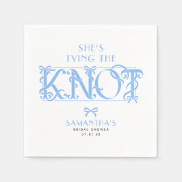 Blue Bow She's Tying the Knot Chic Bridal Shower Serviette