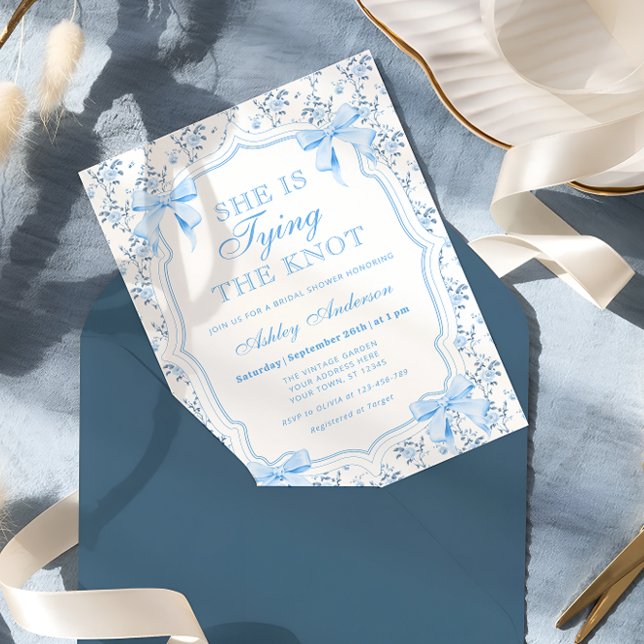 Blue Bow Sie bindet das Brautparty des Knotens Einladung (Von Creator hochgeladen)
