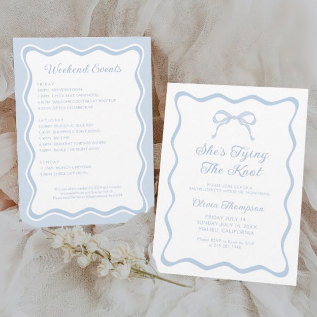 Blue Bow Sie bindet den Knoten-Junggeselinnen-Absc Einladung (Von Creator hochgeladen)