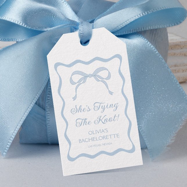 Blue Bow Sie bindet den Knoten-Junggeselinnen-Absc Geschenkanhänger (Von Creator hochgeladen)