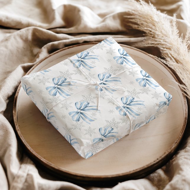 Blue Bow Silver Snowflake Winterthema Seidenpapier (Blue Bow Silver Snowflake Winter Theme Tissue Paper
The #holidaywrappingpaper
#wintrethemewrapping
)
