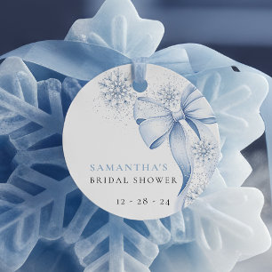 Blue Bow Snowflake Winter Brautparty BevorzuTags Geschenkanhänger