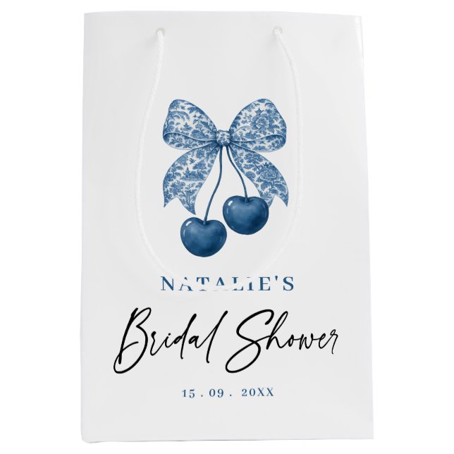 Blue Bow Something Blue Bridal Shower Favor Bags Mittlere Geschenktüte (Vorderseite)