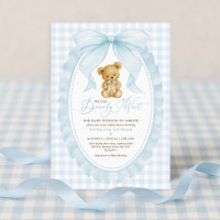 Blue Bow Teddy Bear Boy Baby Dusche