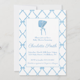 Blue Bow Trellis Baby Shower Invitation Einladung