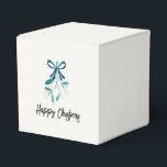 Blue Bow und Mistletoe Geschenkschachtel<br><div class="desc">Sweet Mistletoe und schöne blaue Band. Ein moderner Stil und perfekt für kleine Geschenke und danke. Ein schöner,  einfacher Stil,  um Ihr Geschenk in diesem Jahr zu schmücken.</div>