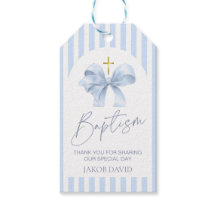 Blue Bow und Stripe Taufe Greifmarke