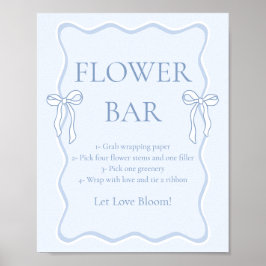 Blue Bow verbindet das Knot-Brautparty-Blume-Bar Poster