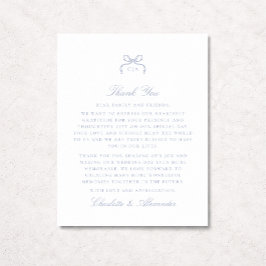 Blue Bow Wedding Thank You Card Einladung