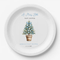 Blue Bow Weihnachtsbaum Merry Little Baby Dusche
