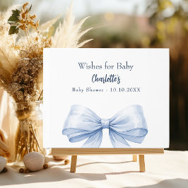 Blue Bow weiß wünscht Baby Dusche Gästebuch
