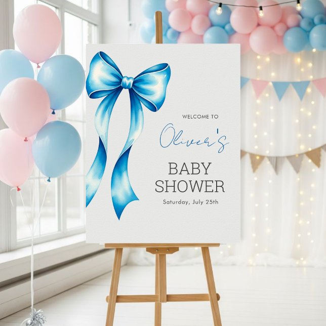 Blue Bow Welcome Sign, Blue Bow Baby Shower  Poster (Von Creator hochgeladen)