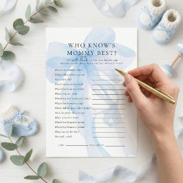 Blue Bow Who Knows Mommy Best Baby Shower card Einladung