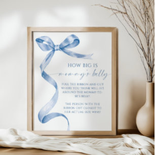 Blue Bow Wie groß ist Mommys Baby Shower Game Poster