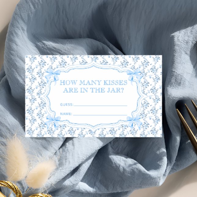 Blue Bow Wie viele Kisses Bridal Game Begleitkarte (Von Creator hochgeladen)