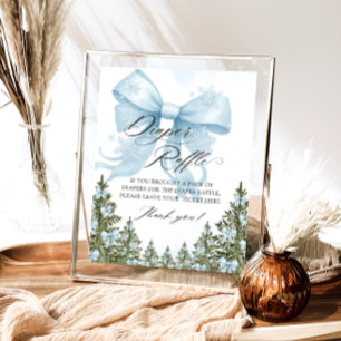 Blue Bow Winter Baby Duschdusche Windelwanne Poster