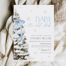 Blue Bow Winter Wonderland Boy Baby Dusche