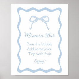 Blue Bow Zähmung des Knotens Brautparty Mimosa Bar Poster