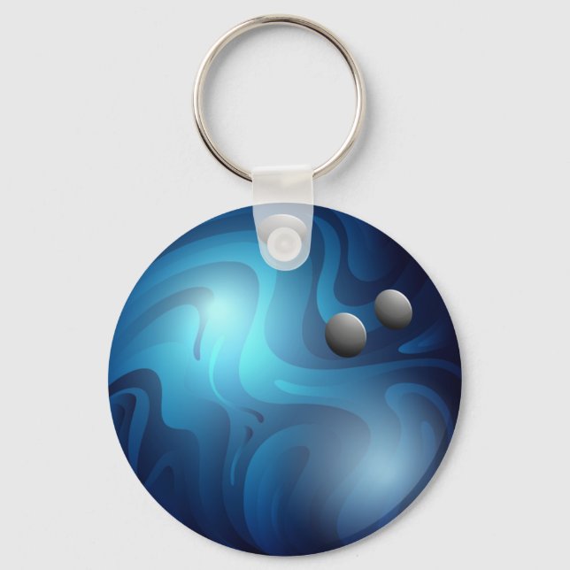 Blue Bowling Ball Keyring Schlüsselanhänger (Vorderseite)