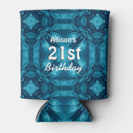 BLUE Bows 21. Geburtstag Individuelle Name A07 Dosenkühler