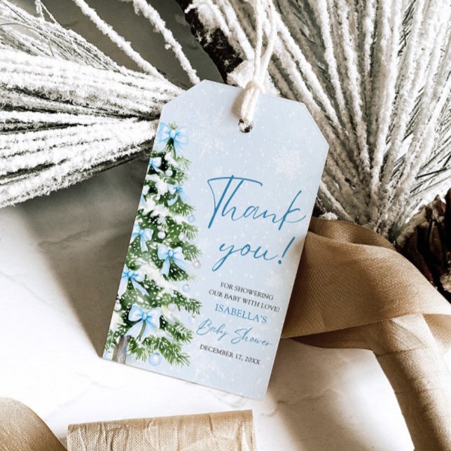 Blue Bows Baby It's Cold Outside Baby Dusche Geschenkanhänger (Von Creator hochgeladen)