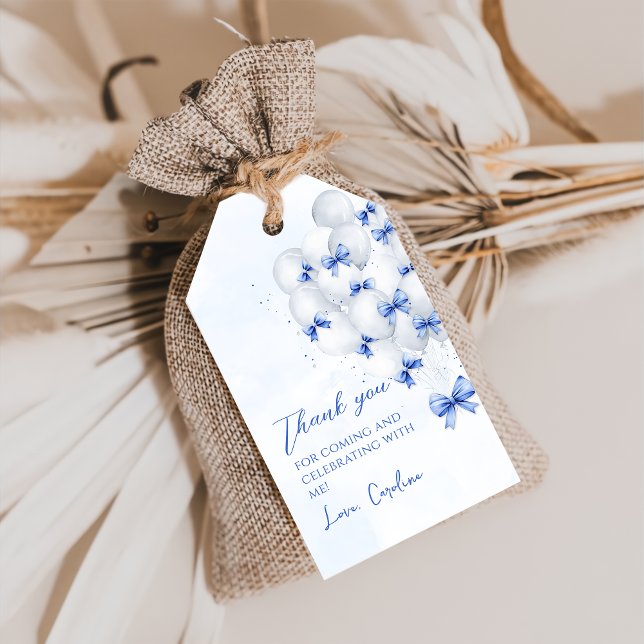 Blue Bows Balloons Geburtstagsgeschenke Tags Geschenkanhänger (Von Creator hochgeladen)