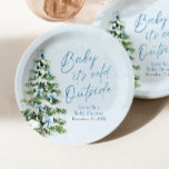 Blue Bows Boy Baby It's Cold Outside Baby Dusche Pappteller<br><div class="desc">Das Blue Bows Boy Baby It's Cold Outside Baby Shower Paper Teller und Classic Sticker Set bringt eine charmante, wintery Touch in Ihre Babydusche Dekoration! Mit einem sanften blauen Design mit zarten Schneeflocken und bezaubernden Bögen auf einem festlichen Weihnachtsbaum sind diese Gegenstände perfekt für die Babydusche "Baby It’s Cold Outside"....</div>