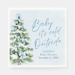 Blue Bows Boy Baby It's Cold Outside Baby Dusche Serviette