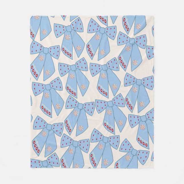 Blue Bows Coquette Fleecedecke (Vorderseite)