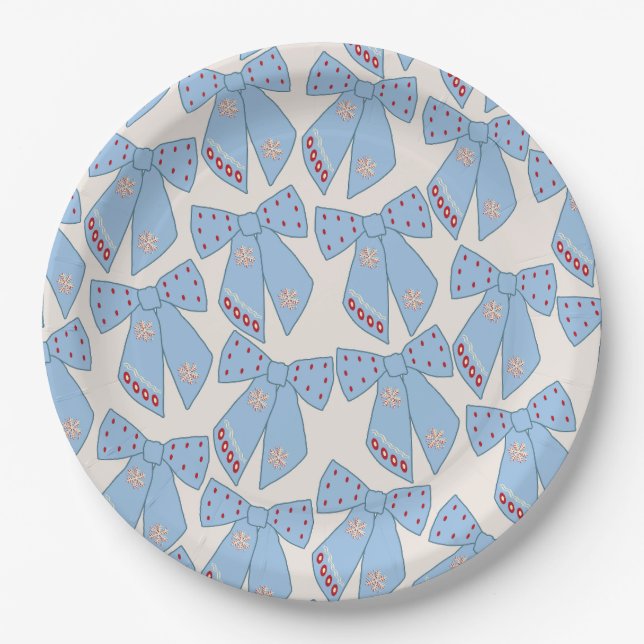 Blue Bows Coquette Pappteller (Vorderseite)