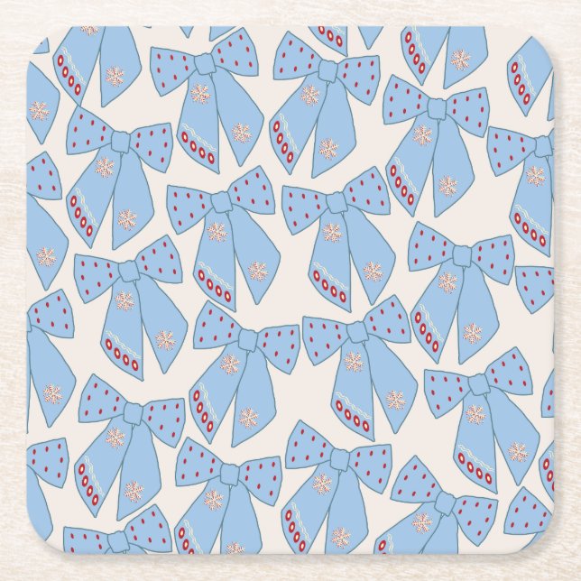 Blue Bows Coquette Rechteckiger Pappuntersetzer (Vorderseite)