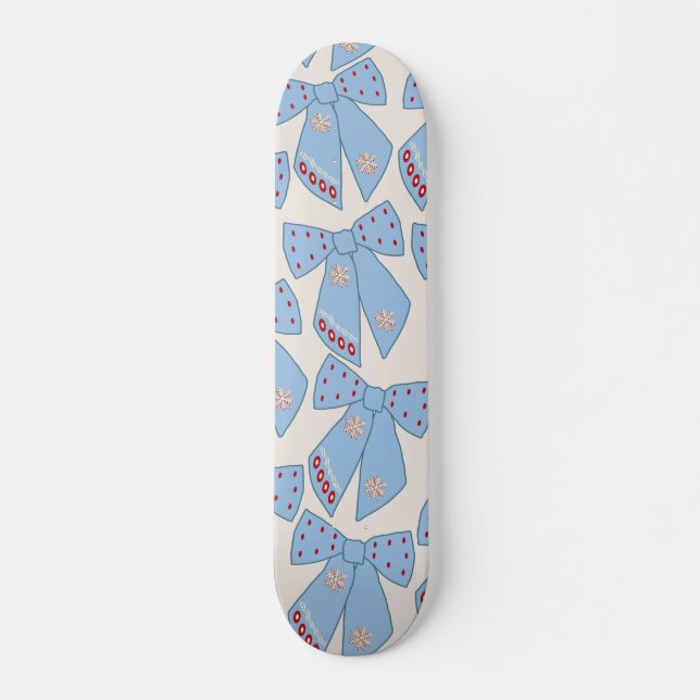 Blue Bows Coquette Skateboard (Vorne)