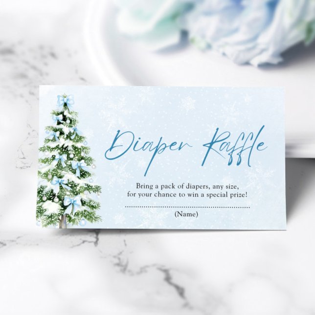 Blue Bows Weihnachtsbaum Diaper Raffle Baby Dusche Begleitkarte (Von Creator hochgeladen)