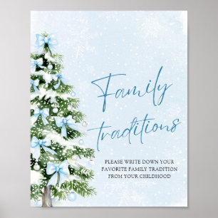 Blue Bows Weihnachtsbaum Familien Traditionen Spie Poster