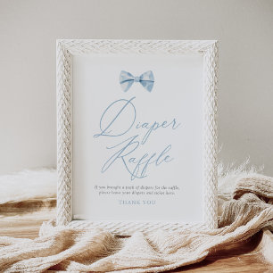 Blue Bowtie Boy Baby Dusche Windeln Raffle Schild