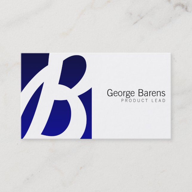 Blue Box Monogram Visitenkarte (Vorderseite)