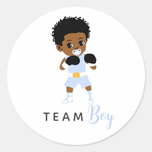 Blue Boxing Team Boy Sticker for Gender Reveal (Vorderseite)