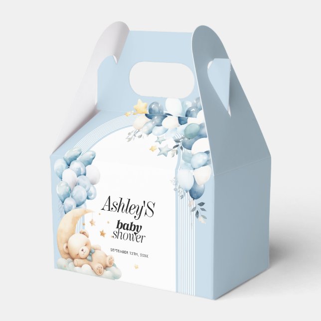 Blue Boy Baby Duschbären und Balloons Gefälligkeit Geschenkschachtel (Vorderseite)