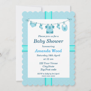 Blue Boy Baby Dusche Einladung