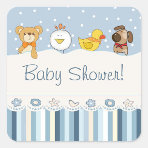 Blue Boy Baby Dusche Quadratischer Aufkleber