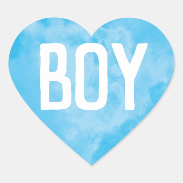 Blue Boy Baby Gender offenbaren Rauchbombe-Party Herz-Aufkleber (Vorderseite)