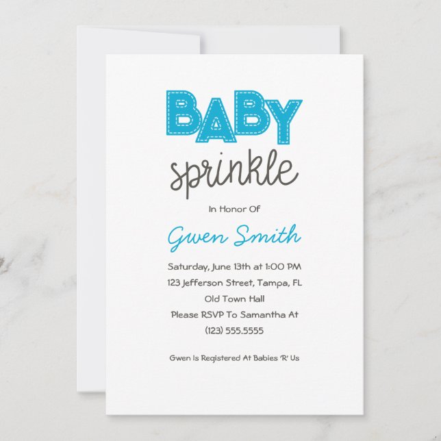 Blue Boy Baby Sprinkle Einladung (Vorderseite)