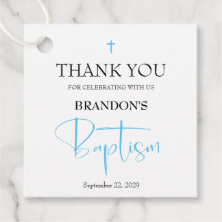 Blue Boy Baptism Favor Tags Geschenkanhänger