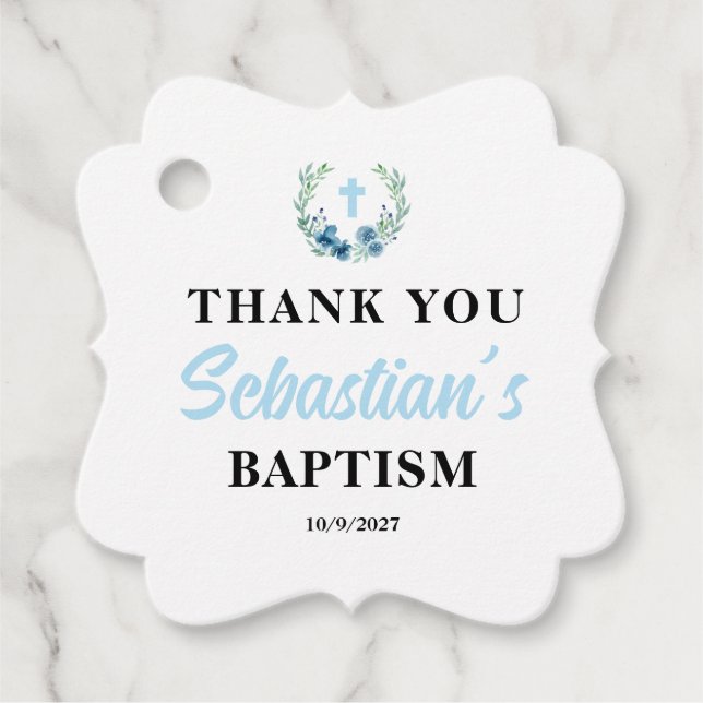 Blue Boy Baptisplatz Geschenkanhänger (Vorderseite)