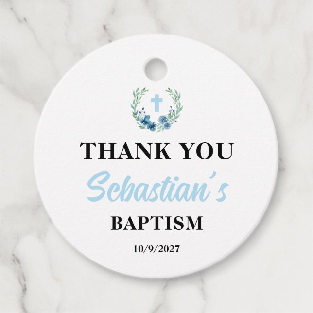 Blue Boy Baptisrunde Geschenkanhänger (Vorderseite)