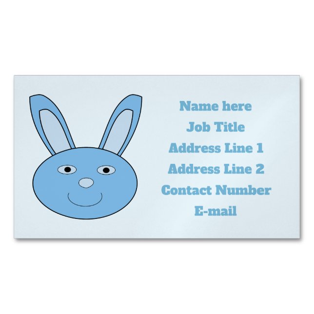 Blue Boy Bunny Face Spring Easter Custom Magnetische Visitenkarte (Vorderseite)