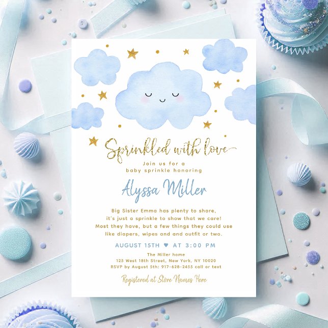 Blue Boy Cloud Sprinkler mit Liebe Baby Sprinkle Einladung (Von Creator hochgeladen)